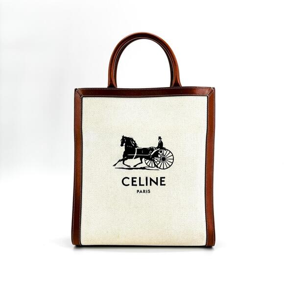 Celine Handbags - Celine Vertical Cabas Canvas with Leather Small